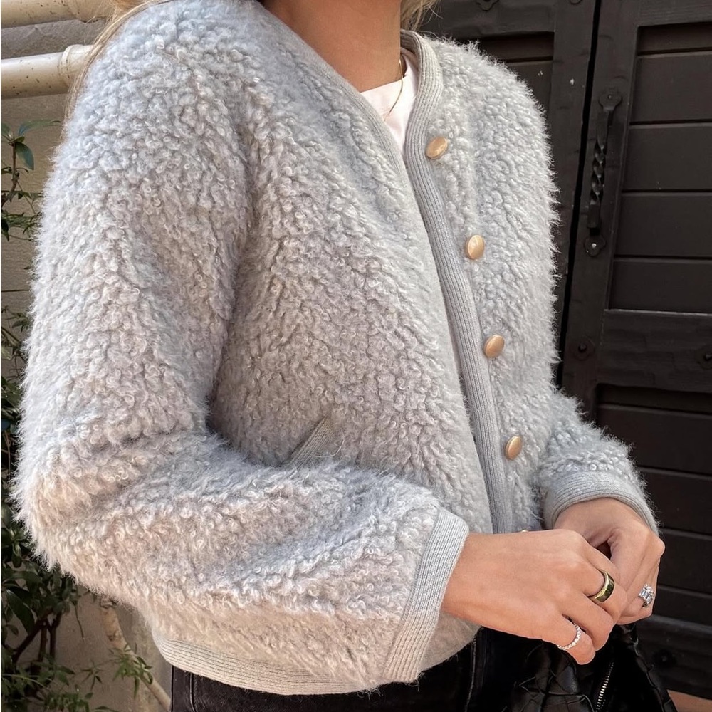 NWOT English Factory LONG SLEEVE BOUCLE CARDIGAN JACKET size M